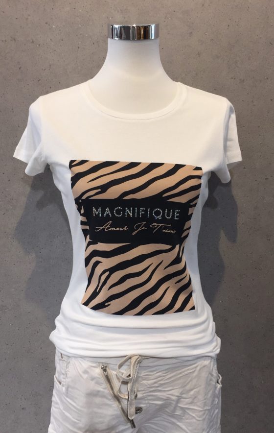 Decay T-Shirt weiß mit Aufdruck "Magnifique" - Lieblingsstücke Wegberg